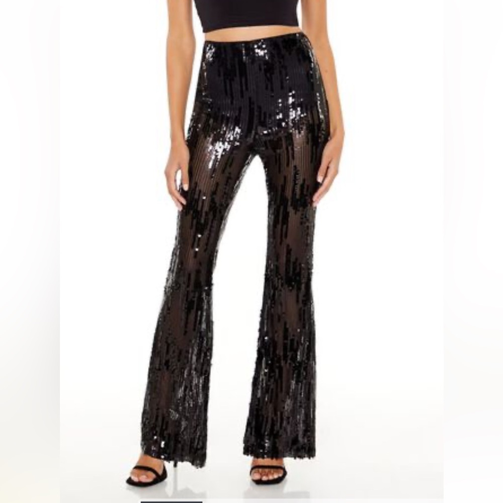 Forever 21 Sequin High Rise Flare pants, never worn, large
